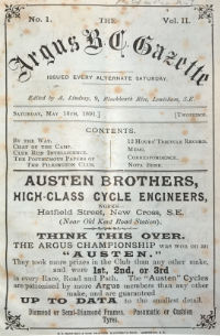 Cover of the Argus B C Gazette, Volume II, No. 1