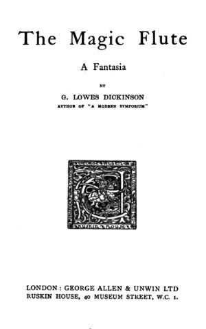 Title page of Dickinson's The Magic Flute: A Fantasia.