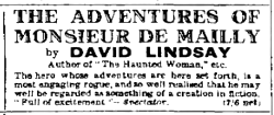 Observer advert for The Adventures of Monsieur de Mailly